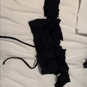 black off the shoulder target bikini top